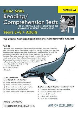 Basic Skills Reading / Comprehension Tests for Selective Schools and Scholarship Exams Yrs 5 - 8 (Basic Skills No. 72)