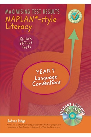 Maximising Test Results - NAPLAN*-style Literacy: Quick Skills Tests - Language Conventions: Year 7