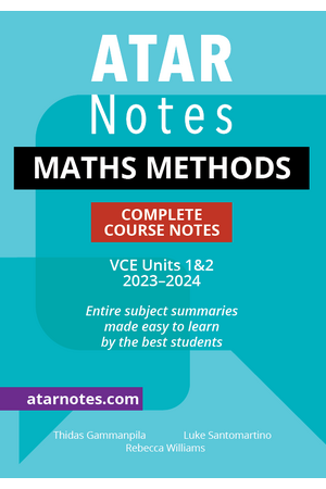 ATAR Notes VCE - Units 1 & 2 Complete Course Notes: Maths Methods (2023-2024)