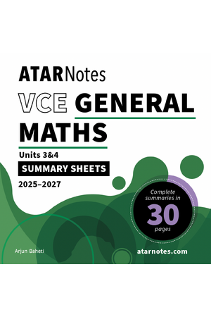 ATAR Notes VCE General Maths 3&4 Summary Sheets (2025-2027)