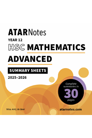 ATAR Notes HSC Year 12 Mathematics Advanced Summary Sheets (2025-2026)