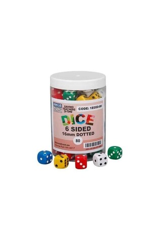 6-Sided Dice (Dotted) - 16mm (Jar of 80)