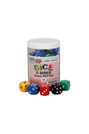 6-Sided Dice (Dotted) - 22mm (Jar of 30)