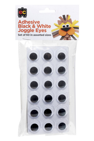 Adhesive Black & White Joggle Eyes - Set of 50