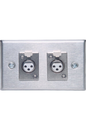 Redback 3 pin XLR Dual Horizontal Steel Microphone Wallplate