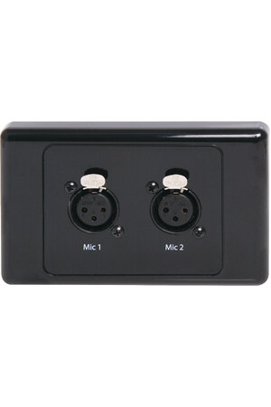 Redback Dual 3 Pin XLR Horizontal Microphone Wallplate Black