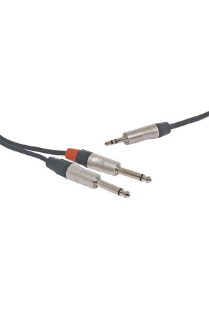 Altronics Y Cable 1.5m Rean 3.5mm TRS Plug To 2 x 6.35mm TS Plug