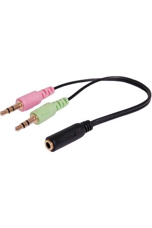 Dynalink 0.15m 3.5mm TRRS Socket to 2 x 3.5mm Stereo Plug Cable