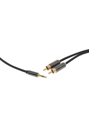 Dynalink 1m 3.5mm Stereo Plug to 2 RCA Male Cable
