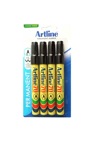Artline Markers 70 1.5mm Permanent (Bullet Nib): Black (Pack of 4)