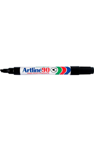 Artline Markers 90 - 5mm Permanent (Chisel Nib): Black (Box of 12)