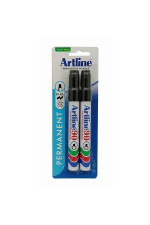 Artline Markers 90 - 5mm Permanent (Chisel Nib): Black (Pack of 2)