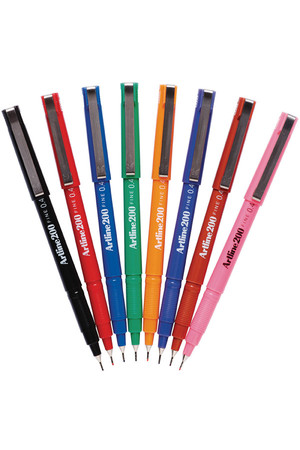 Artline Pen 200 - 0.4mm Fineline: Assorted (Box of 12)