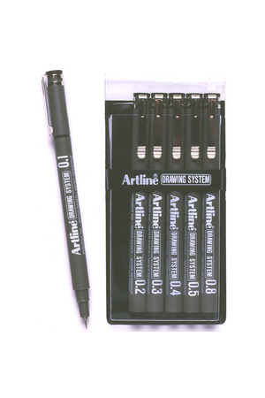 Artline Pens - 230 Drawing System: Black (Pack of 6)
