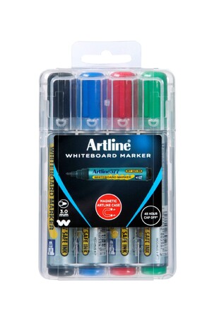 Artline Whiteboard Marker 577 - 3mm Bullet Nib Hard Case: Assorted (Pack of 4)