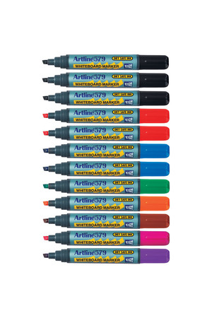 Artline Whiteboard Markers 579 - 5mm Chisel Nib: Assorted (Box of 12)