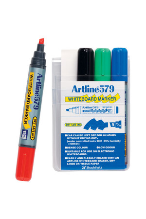 Artline Whiteboard Markers 579 - 5mm Chisel Nib: Assorted (Pack of 4)