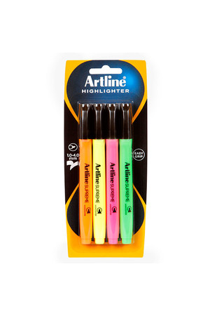 Artline Supreme Highlighters - Assorted: Pack of 4