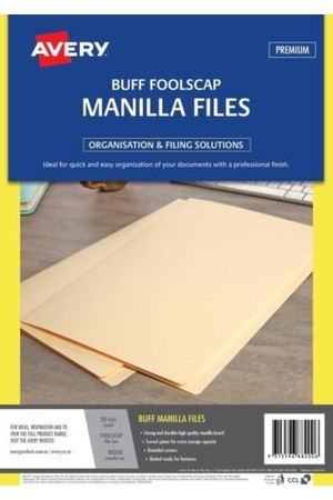 Avery Manilla File - Foolscap: Buff (Pack of 20)