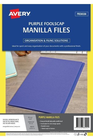 Avery Manilla File - Foolscap: Purple (Pack of 20)