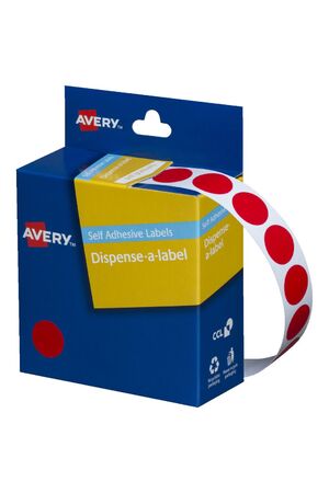 Avery Dispenser Stickers: Circle (14mm) - Red (Box of 1050)