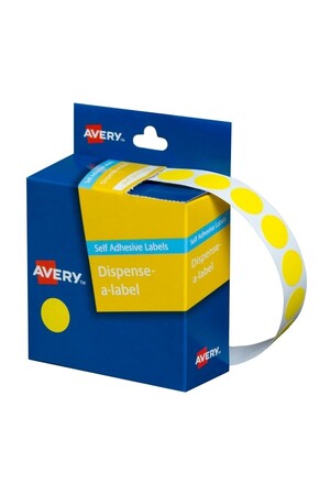 Avery Dispenser Stickers: Circle (14mm) - Yellow (Box of 1050)