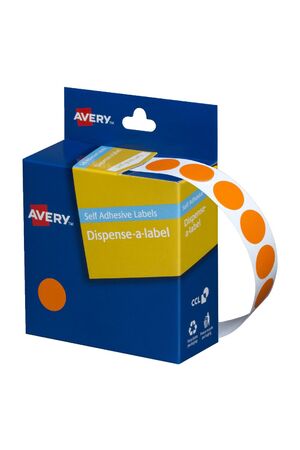 Avery Dispenser Stickers: Circle (14mm) - Orange (Box of 1050)