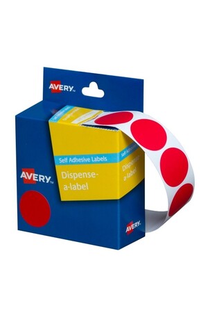 Avery Dispenser Stickers: Circle (24mm) - Red (Box of 500)