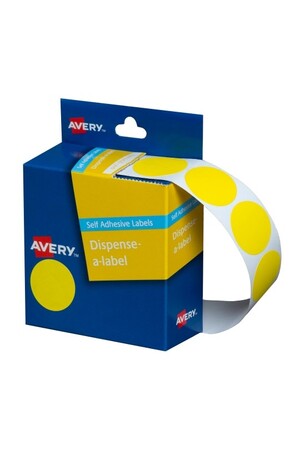 Avery Dispenser Stickers: Circle (24mm) - Yellow (Box of 500)