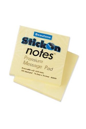 Bantex Stick On Notes - 76x76mm: Yellow (Pack of 12)