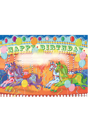 Merry-Go-Round Happy Birthday Certificate - Pack of 35 (Previous Design)