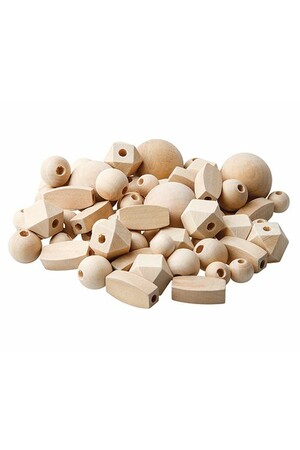 Wooden Beads - Natural Assorted (Pack of 92)