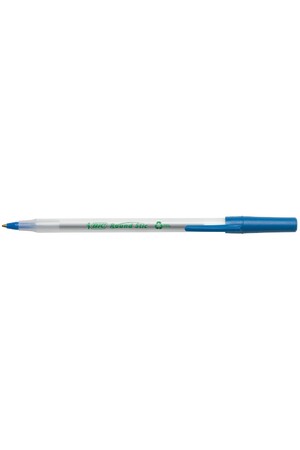 Ball Pen Bic Ecolutions Round Stic: 1.0mm Medium Point - Blue (Box of 50)