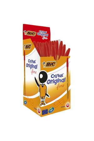 BIC Pen - Ballpoint Cristal Original: 0.8mm Fine Red (Box of 50)