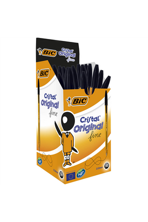 BIC Pen - Ballpoint Cristal Original: 0.8mm Fine Black (Box of 50)