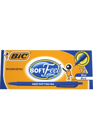 Bic Pen - Ballpoint Soft Feel Retractable: Blue (Box of 12)