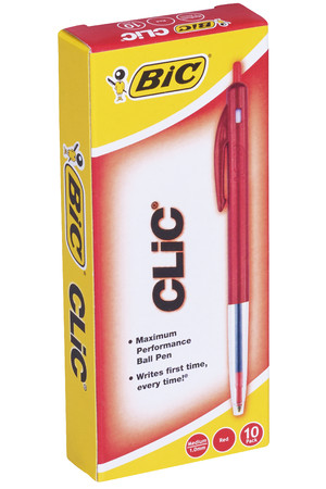 Bic Pen - Ballpoint Clic M10: Medium Red (Box of 10)