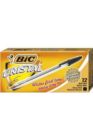 Bic Pen - Ballpoint Cristal: Medium Black (Box of 12)