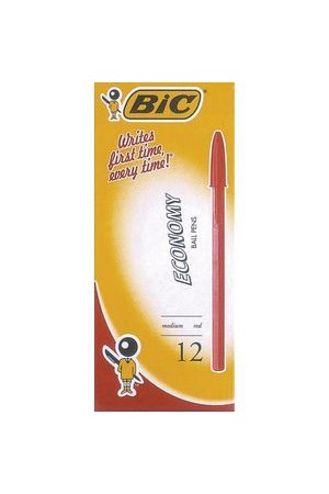 Bic Pen - Ballpoint Economy: Medium Red (Box of 12)