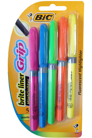 Bic Highlighters - Briteliner Grip: Assorted (Pack of 5)