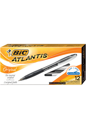 BIC Pen - Atlantis Retractable: Medium Black (Box of 12)