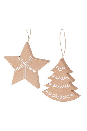 3D Tree & Star Ornaments - Set of 10