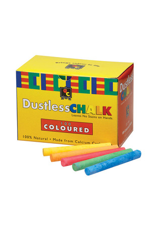 Dustless Coloured Chalk - 100 Pieces