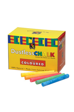 Dustless Coloured Chalk - 100 Pieces