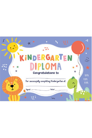 Kindergarten Diploma - PAPER Certificates (Pack of 35)