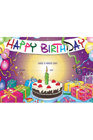 Happy Birthday Cake Merit Certificate - Pack of 20 (Previous Design)