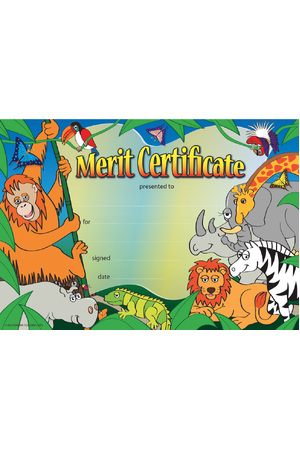 Wild Jungle Award Merit Certificate - Pack of 35