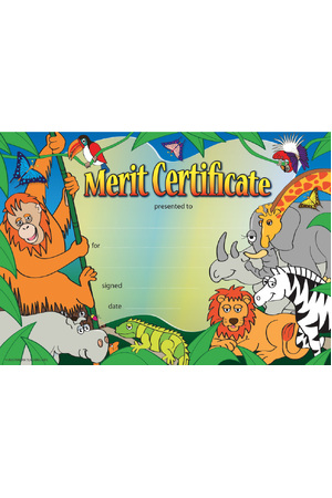 Wild Jungle Award Merit Certificate - Pack of 200