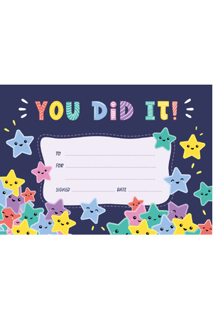 You Did It! (Star Performer) - CARD Certificates (Pack of 20)