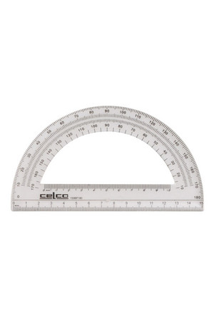 Celco Protractor - 15cm (180 Deg): Half Circle Clear (Pack of 12)